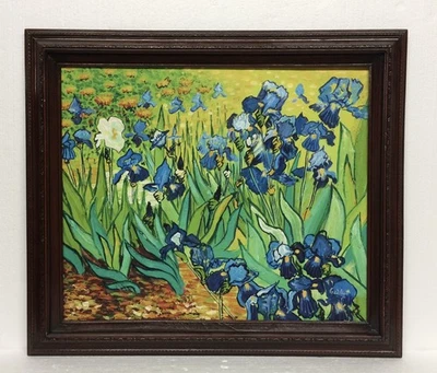 Vtg Vincent Van Gogh's Irises Copy - Original Canvas Painting Signed by Geeling - Image 1 of 4