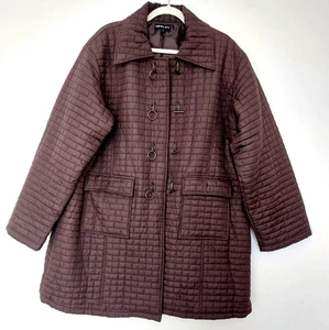 QUILTED JACKET L/XL Brown Pockets Stylish Toggle Fastenings Long Sleeves Lined - Picture 1 of 8