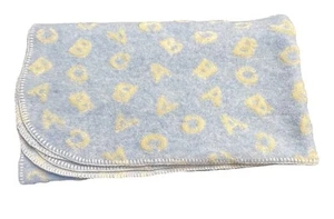 ABC Receiving Blanket Blue Yellow Raised Blanket Whip Stitch Edge Security Lovey - Picture 1 of 6