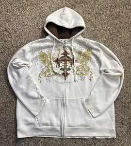 Vintage Y2K Avirex Full Zip Hoodie Gryphon Cross Crest Heavyweight 2XL Hoodie - Picture 1 of 18