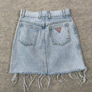 VTG Georges Marciano Guess Skirt Sz 14 Light Wash Denim Distressed 80s USA Made - Picture 1 of 10