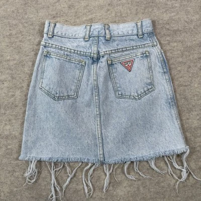 VTG Georges Marciano Guess Skirt Sz 14 Light Wash Denim Distressed 80s USA Made - Image 1 of 4