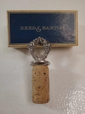 Old Reed&Barton 1624 Silver-plate Wine Bottle Stopper Cork Topper With Box - Image 1 of 4