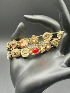 Vintage 1960er Goldette Double Slide goldfarbenes Bettelarmband FÜR TEILE REPARATUR - Bild 1 von 13