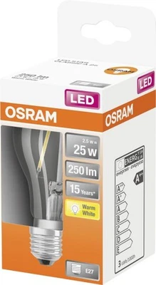 Osram LED Leuchtmittel Star A25 E27 2,5W warmweiß, klar  Leuchtmittel - Bild 1 von 4