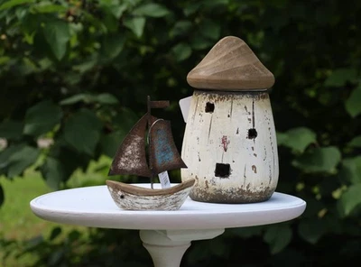 Maritime Dekoration, Häuschen / Haus aus Holz in weiß-braun, Clayre & Eef - Bild 1 von 4