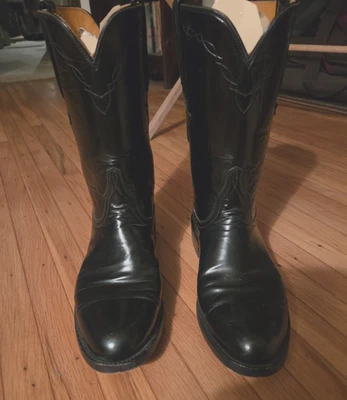 Botas occidentales Lucchese de cuero negro para hombre talla 8D se adapta a mujeres 10 hechas en EE. UU. Foto 1 de 4