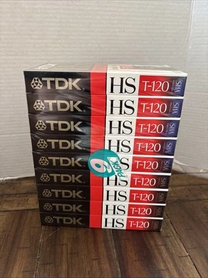 Paquete de 9 cintas de video VHS en blanco TDK HS calidad premium T-120HS TOTALMENTE NUEVAS SELLADAS Foto 1 de 4