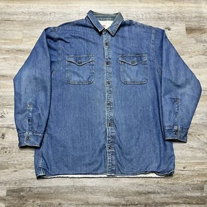 Levi’s Denim Jean Shacket Shirt Fleece Sherpa Lined Chore Coat Barn Jacket 2XL - Picture 1 of 12