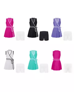 Womens Set Golf Outfit Sporty Dress V Neck With Shorts Ping Pong Activewear - Picture 1 of 52