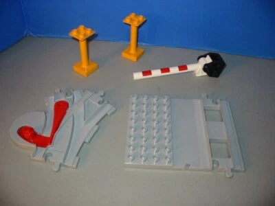 Lego Duplo Train Track Switch Slate Gray Track Straight with 4 x 8 Crossing Gate - Image 1 of 4