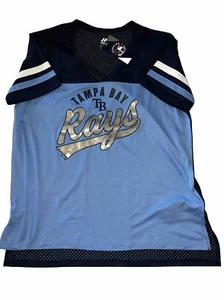 Tampa Bay Rays T-Shirt Women's Large Coastal Blue/Navy Sports Chrome New! VNeck - Picture 1 of 8