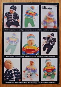 Panda Knitting Pattern Pamphlet - 3 DESIGNS FOR BABY - Ages 1 to 9Mths in 8Ply - Picture 1 of 1