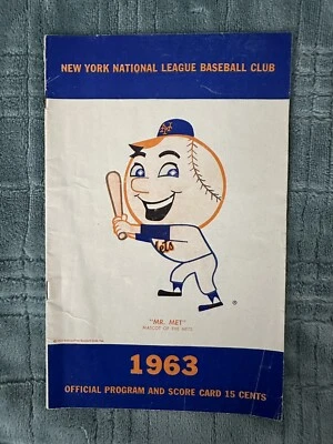 1963 New York Mets vs Pittsburgh Pirates MLB Program Scorecard Roberto Clemente - Image 1 of 4