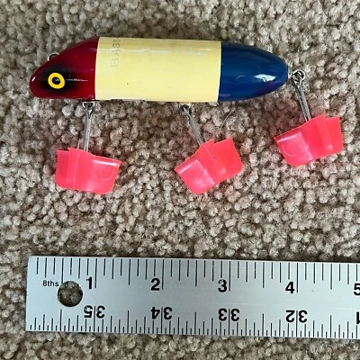 Vintage Bass Oreno Wood Fishing Lure Red White Blue - Tough South Bend - RARE - Image 1 of 4
