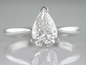 Diamond Pear Shape Solitaire Ring 1.51ct Certificated H VS2 and 18ct White Gold - Picture 1 of 1