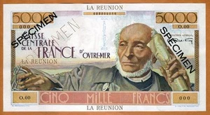 SPECIMEN, Reunion, 5000 Francs, ND (1947), Pick 48 UNC - Picture 1 of 2