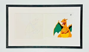 Pokemon Charizard and Pikachu "Last Smile" -  Authentic Genga Cel A3 (OLM, 2001) - Foto 1 di 4