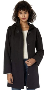 INTL d.e.t.a.i.l.s Women's Faux Wool Fashion Coat, Zip Front, Hooded, Black XL - Picture 1 of 4