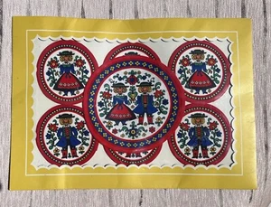 Conjunto de Posavasos Arte Popular Alemán Hombre Bávaro Mujer Flores Rojo Azul Blanco De Colección - Imagen 1 de 6