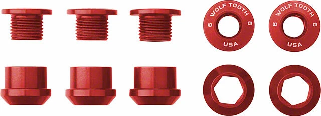 Wolf Tooth Components Set of 5 Chainring Bolts for 1x use Dual Hex Fittings Red - Image 1 of 1