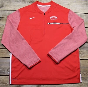 Nike Boston University Long Sleeve 1/4 Zip Pullover Mens Large Red Dri-Fit - Picture 1 of 7