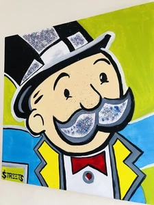 Original Monopoly Painting “Mr. Monopoly” By Streets With COA Alec Kaw #lulu - Picture 1 of 6