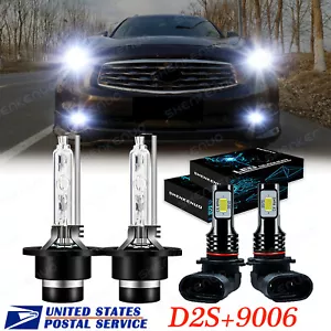 For Infiniti FX35 2003-2005 D2S Xenon HID Headlight HI/LO & 9006 Fog Light Bulbs - Picture 1 of 12