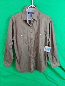 Men's Mountain Lake Button Down Collar Casual Long Sleeve Shirt Green SZ L - Picture 1 of 6