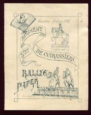 Militaria .Militaire 3é Régiment de Cuirassiers chevaux Rallye Paper 1891