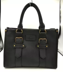 G.H. Bolso de mano Bass & Co de cuero vegano negro herrajes de latón 13x10x6 - Imagen 1 de 24
