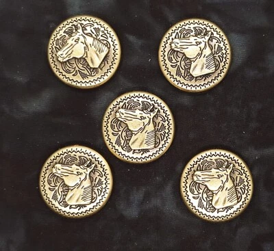 Horse Head Western Style Concho / Conchos 1" Five Count Bronze - Image 1 of 4
