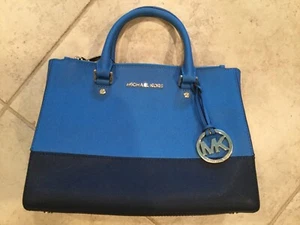 🌞MICHAEL KORS SELMA MEDIUM ELECTRIC BLUE/NAVY LEATHER CROSSBODY SATCHEL BAG  - Picture 1 of 12