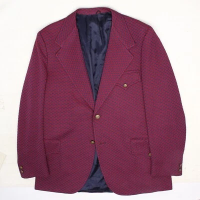 Abrigo deportivo de colección para hombre 44L rojo azul tejido geométrico latón botón chaqueta de ocio Foto 1 de 4