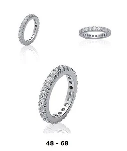 Dolly-Bijoux Alliance Rhodié T50 Rail Diamant Cz 3mm Argent Massif 925 - Picture 1 of 4