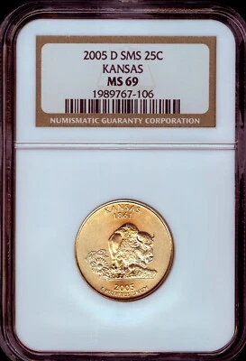 2005-D SMS KANSAS State Territorial Quarter MS69 by NGC - Image 1 of 3