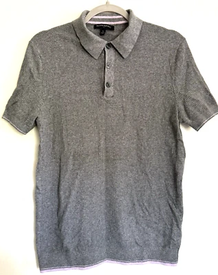 BANANA REPUBLIC Polo Style Sweater Shirt - Men's Size Small - Gray w/Purple - Image 1 of 4
