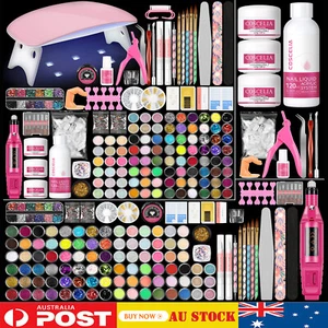 Full Acrylic Nail Art Kit UV Lamp Acrylic Powder Liquid Set Manicure Art Set A+ - Picture 1 of 20