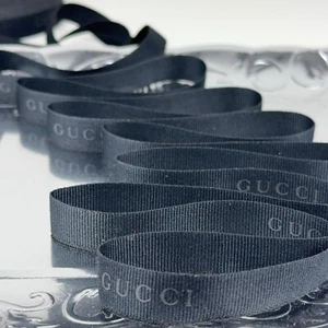 Two Yards of Gucci GG Black Signature Ribbon Grosgrain Made in Italy Authentic - Picture 1 of 9