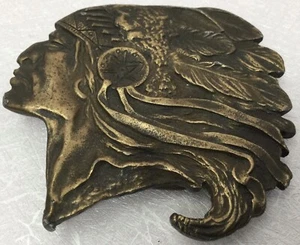 NOS* VINTAGE 1970s *INDIAN CHIEF w/ FULL HEADDRESS* NATIVE BELT BUCKLE - Picture 1 of 6
