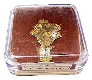 Hallmark PIN Thanksgiving Vtg WHEAT SHEAF Cloisonne STALKS 1979 Brooch NEW MIB - Picture 1 of 5