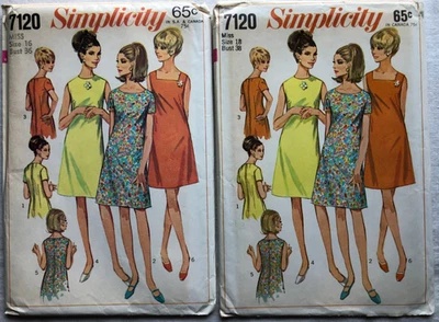 Vintage 1967 Simplicity 7120 UNCUT Misses A-Line Dress, 3 Necklines -Choose Size - Image 1 of 2