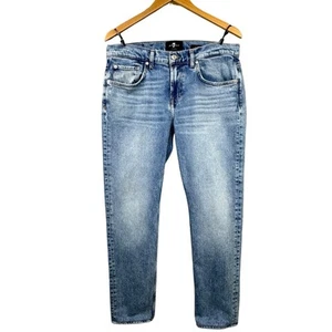 7 For All Mankind Jeans Herren 33x31 helle Waschung Slimmy Straight Mid Rise Stretch - Bild 1 von 15