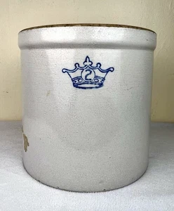 Antique Robinson Ransbottom Blue Crown 2 Gallon Stoneware Farmhouse Pickle Crock - Picture 1 of 22
