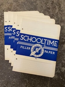 5 Packs NOS Deadstock VTG 40's Lined Filler Paper, 360 Sheets, "School Time" - Picture 1 of 4