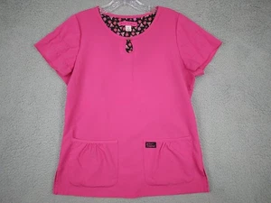 Betsey Johnson Womens Size S Pink Lips Pattern Medical Scrub Top - Picture 1 of 7