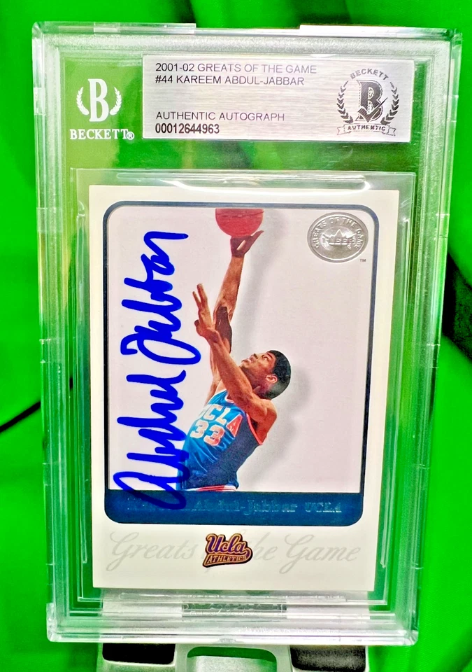 Kareem Abdul Jabbar 2001 Fleer GRANDES DEL JUEGO Firmado Beckett ¡Auto! Foto 1 de 1