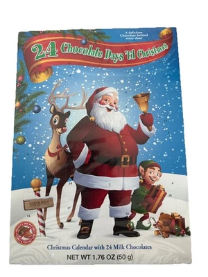 Calendario de 24 días de chocolate hasta Navidad con 24 calendarios de leche 1,76 OZ (50 g) Foto 1 de 2