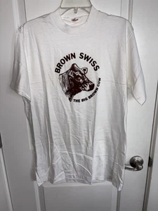NEU VINTAGE DEADSTOCK L COLLEGIATE PACIFIC BRAUN SWISS BIG BROWN COW T-SHIRT USA - Bild 1 von 9