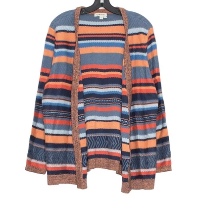 Cárdigan Suéter Orvis Mujer Lino Seda Boho Retro Informal Rayas Arco Iris XL FE Foto 1 de 4
